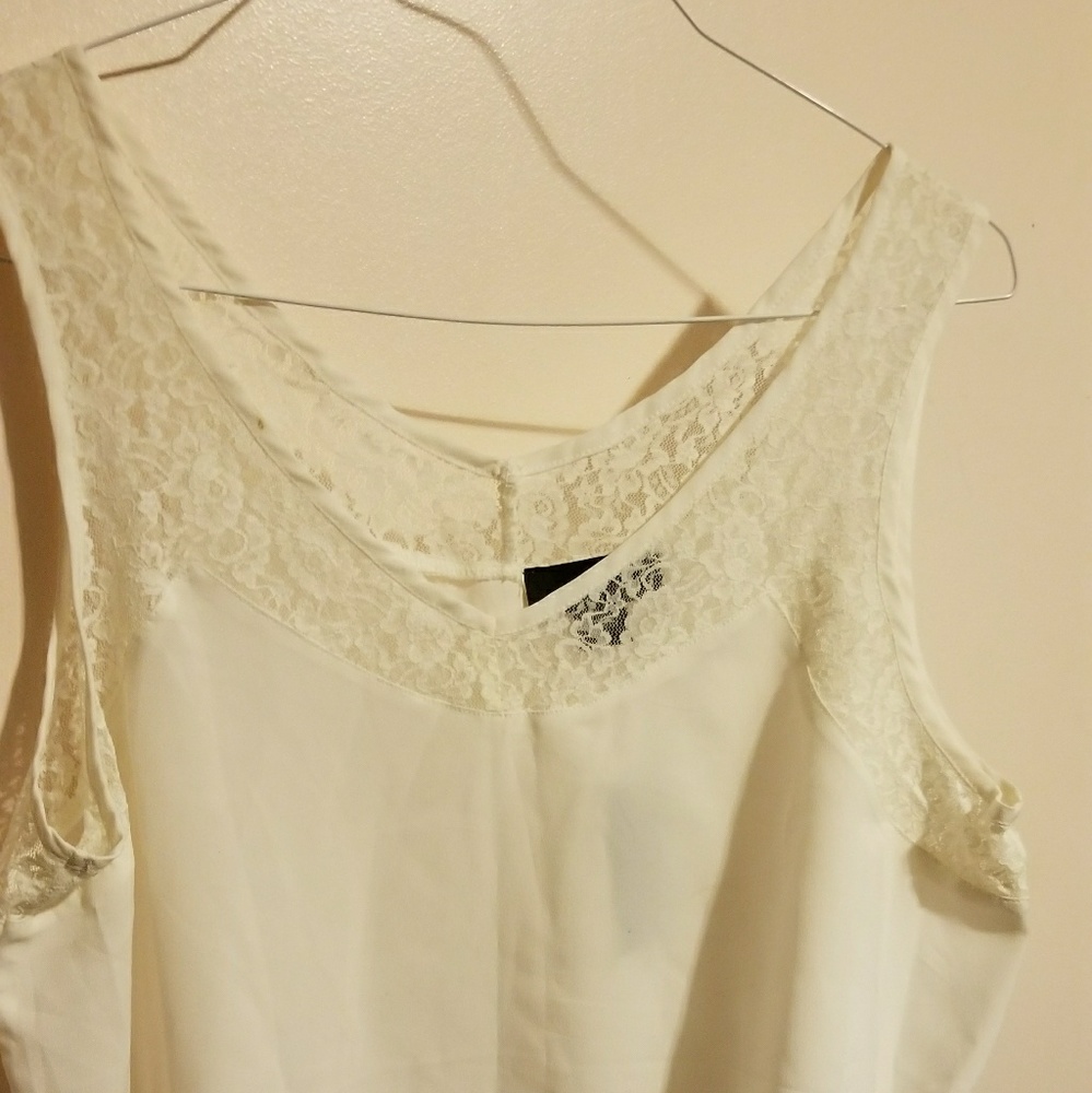 Dressy tank with lace around neck